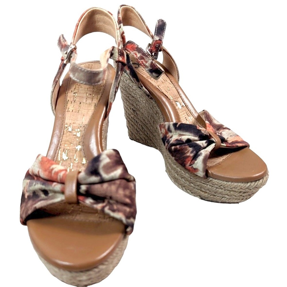Sofft Wedge Sandals Espadrille Heels Floral Women's US Size 7 1/2M